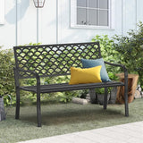 On Shine Outdoor Garden Bench Cast Iron Steel Outdoor Bench Clearance Weatherproof Metal Park Bench for Porch, Yard - Photo 7