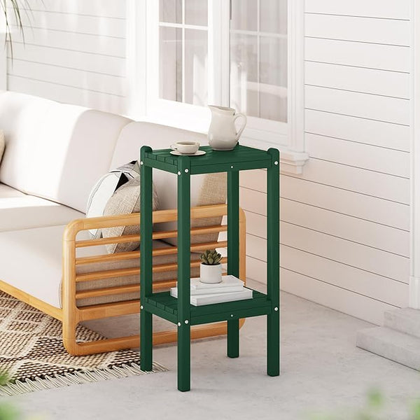 WestinTrends Malibu 36" Outdoor Adirondack HDPE 2-Tier Patio Side Table, Dark Green - Photo 1