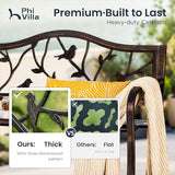 PHI VILLA Outdoor Garden Park Bench Patio 50" Metal Bench, Steel Frame Bench with Backrest and Armrests for Porch, Lawn - Photo 4