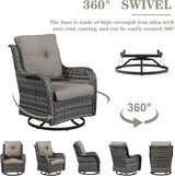 Belord 8 Piece Wicker Patio Furniture Set, Outdoor Swivel Rocker Chairs Set of 2 with Ottomans and Sectional Couch - Photo 6