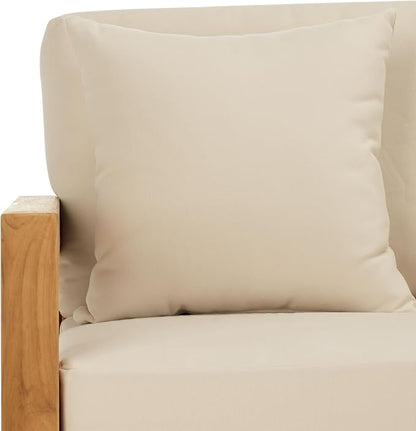 SAFAVIEH Couture Outdoor Collection Montford Beige 3-Seat Bench Casing Upholstery Removable Cover Fabric