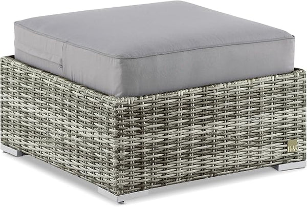 Elle Decor Vallauris Patio Outdoor Furniture Collection, Premium All Weather Wicker, Ottoman, Gray - Photo 1