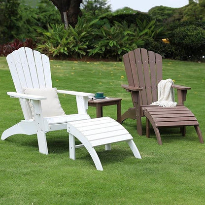 Psilvam Adirondack Ottoman, Adirondack Footstool for Adirondack Chair Weather Resistant Foot Rest for Outdoor Porch, Yard, Garden（Brown）