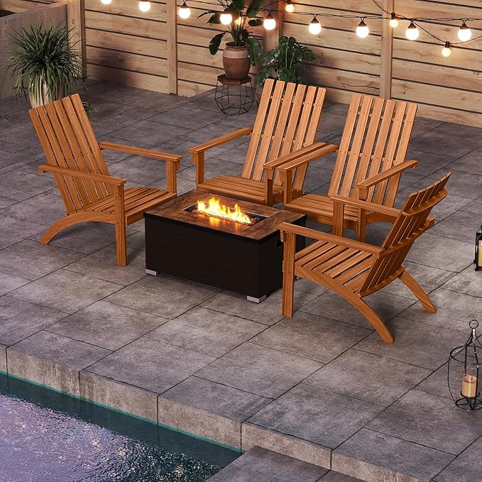 DORTALA Adirondack Chair, Acacia Wood Fire Pit Chair with Backrest and Armrests, 400 LBS Weight Capacity - Photo 2