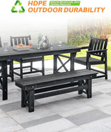 HDPE Outdoor Dining Set of 6, Patio Dining Table Set with 4 Chairs and 1 Bench - Photo 4