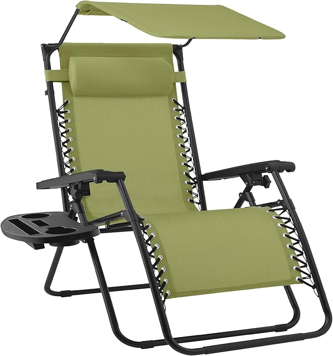 Best Choice Products Folding Zero Gravity Outdoor Recliner Patio Lounge Chair w/Adjustable Canopy Shade, Headrest - Photo 1