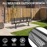 8 Feet Heavy Duty Metal Park Bench for Outside, Outdoor Bench with Backrest & Portable Frame - Photo 7