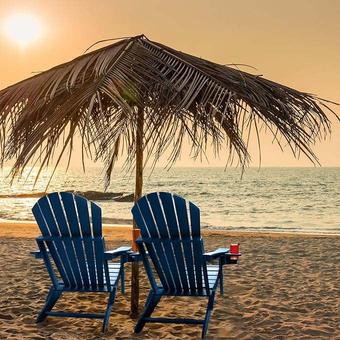 FUNBERRY Folding Adirondack Chair Set of 2, HDPE All Weather Fire Pit Chairs with Cup Holder for Outdoor