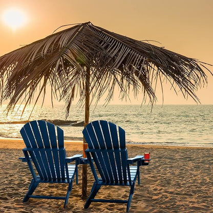 FUNBERRY Folding Adirondack Chair Set of 2, HDPE All Weather Fire Pit Chairs with Cup Holder for Outdoor