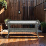 Outdoor Coffee Table - Patio Rattan Wicker Coffee Table with Tempered Glass Top and 2-Tier Storage Outdoor Table for - Photo 7