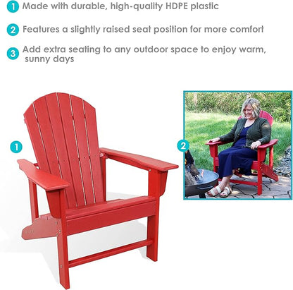Sunnydaze All-Weather Upright Adirondack Chair - for Patio or Yard - 300-Pound Capacity - 38.25-Inch - Red