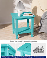 YEFU Outdoor Side Table for Patio: 16" HIPS Weather - Resistant Adirondack Tables Set of 2 - Small Square End Table for - Photo 6