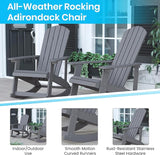 Flash Furniture Set of 2 Savannah Adirondack Rocking Chairs - Commercial Grade All-Weather Gray Poly Resin Wood - Photo 4