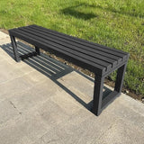 Weatherproof Metal Dining Bench, Outdoor Bench Backless Patio Bench 2-Person Farmhouse Bench Garden Bench for Kitchen - Photo 1