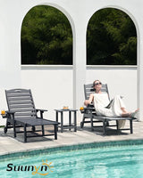 Lounge Chair Outdoor, Chaise Lounge Outdoor, HDPE 6-Position Lounge Chair for Outside - Photo 2