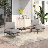 Sundale Outdoor 3 Pieces Patio Furniture Set, Metal Outdoor Sectional Sofa with Coffee Table - Photo 1
