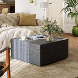 UPHA 28" Square Outdoor Coffee Table, Modern Hollow Concrete Patio Table - Photo 6