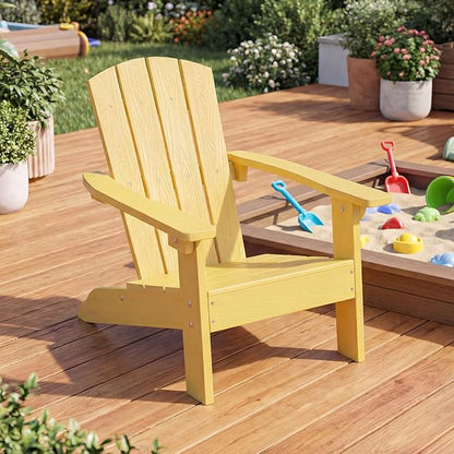 Giantex Kids Adirondack Chair, All-Weather HIPS Children's Outdoor Chair w/Ergonomic Design, Toddler Lawn Chairs for Age 3-8, Kids Beach Chair for Garden Patio Backyard (1,Yellow)
