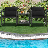 HAPPYGRILL 3-Piece Rocking Bistro Set Outdoor Patio Conversation Set with Rocking Chairs and Coffee Table - Photo 2