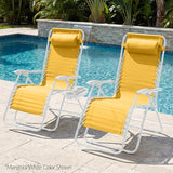 Best Choice Products Set of 2 Extra Wide Adjustable Steel Mesh Zero Gravity Lounge Chair Recliners w/Pillows and Cup - Photo 2