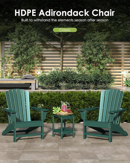 GREENVINES Adirondack Chairs Set of 4 | HDPE Plastic | Oversized Fire Pit Chair | All Weather | Forest | Poly Lumber | for Outdoor Deck Backyard Patio Garden