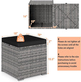 RELAX4LIFE Wicker Outdoor Storage Ottoman - 2-Piece Rattan Footstool w/Removable Cushion - Photo 3