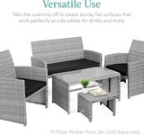 Best Choice Products Set of 2 Wicker Ottomans, Multipurpose Outdoor Furniture for Patio, Backyard, Additional Seating - Photo 5