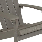 Flash Furniture Charlestown Poly Resin Adirondack Chair - Gray - All Weather - Indoor/Outdoor - Set of 4 - Photo 7