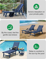 YEFU Lounge Chair Outdoor Set of 2: Outdoor Chaise Lounge with 5-Level Adjustable Backrest, Cup Holders & Wheels - Photo 9