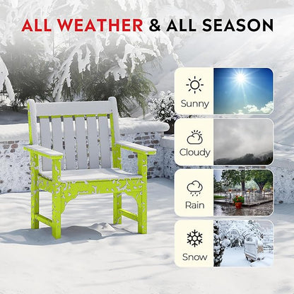 Costaelm Outdoor Dining Arm Chair, Patio HDPE Garden Dining Table Chair, Poly Lumber Waterproof Restaurant Bistro Farmhouse Chairs for Outside Porch Backyard, Lime