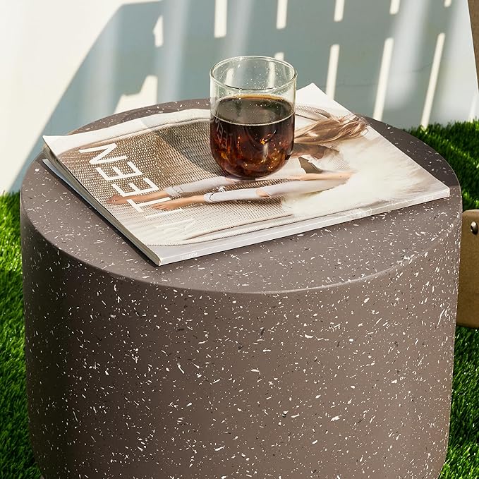 Giltzhome Antique Decorative Garden Stool, 17.25" H Heavy Duty Faux Terrazzo Accent Table, Side Table, Planter Stand for Garden Patio Lawn Home Indoor Outdoor, Coffee