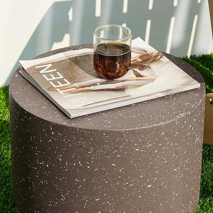 Giltzhome Antique Decorative Garden Stool, 17.25" H Heavy Duty Faux Terrazzo Accent Table, Side Table, Planter Stand for Garden Patio Lawn Home Indoor Outdoor, Coffee