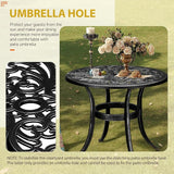 Outvita Patio Side Table, 23.6in Outdoor Round Cast Aluminum Bistro Table with Umbrella Hole and Antique Design for - Photo 4