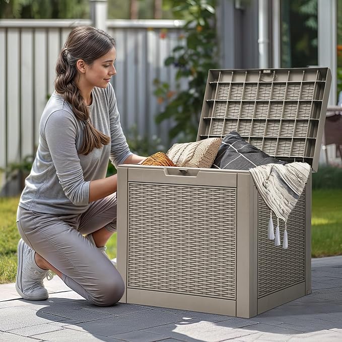 YITAHOME 32 Gallon Outdoor Storage Box, Water Resistant Resin Deck Box - Photo 2