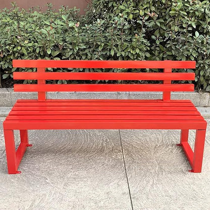 Outdoor Metal Garden Bench, Patio Park Benches Weatherproof, Colorful Front Porch Bench with Backrest, for Outside, Porch, Backyard, Lawn, Balcony(Red,120cm/47.2in)