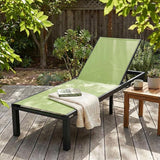 LeisureMod Marlin Aluminum Outdoor Chaise Lounge Chair - Mesh Sling Fabric Seat Black Aluminum Frame Beach - Photo 2