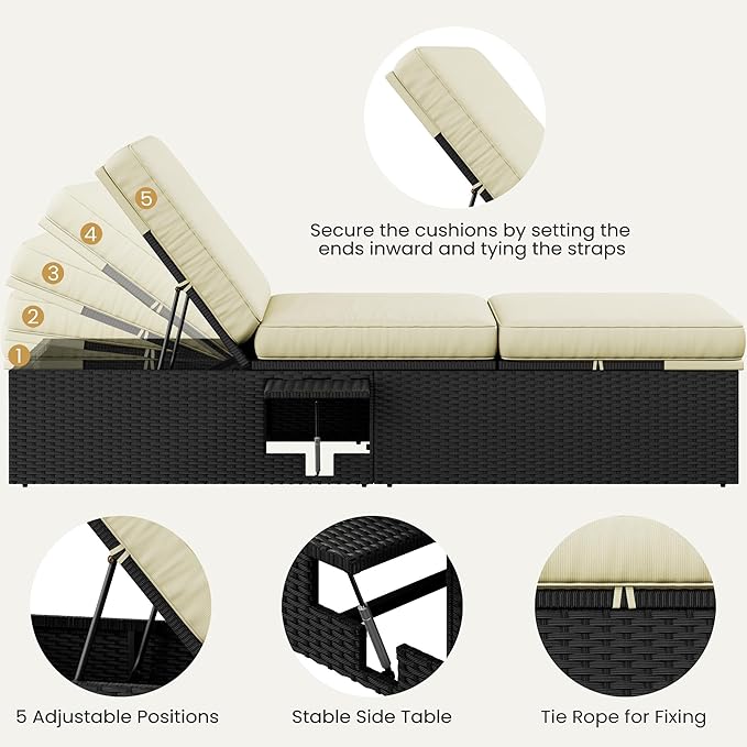 Yaheetech Outdoor PE Wicker Chaise Lounge Chair - Photo 5