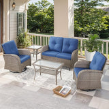 5 Pieces Patio Furniture Set-Outdoor Rocking Chairs Set of 2 Outdoor Glider Bench with Wicker Outdoor Coffee Table for - Photo 1