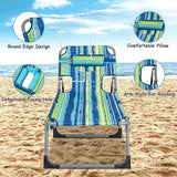 GYMAX Tanning Chair, Folding Beach Lounger with Face Arm Hole, Adjustable Backrest, Side Pocket & Carry Handle - Photo 6