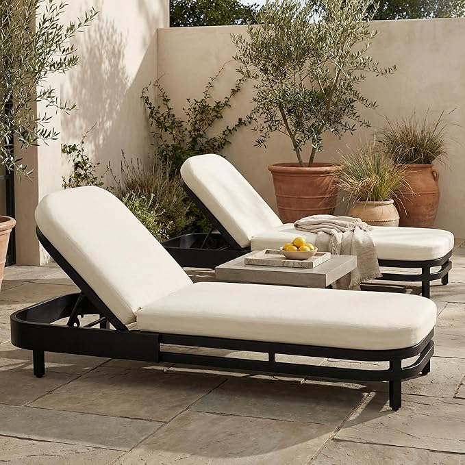 Merax Outdoor Lounge Chair Set of 2, Modern Aluminum Chaise Loungers with Premium Olefin Cushions - Photo 7