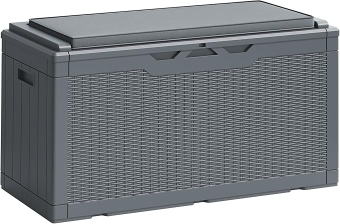 Greesum 100 Gallon Resin Deck Box Large Outdoor Storage Boxes with Cushions for Garden Tools, Patio Furniture Pillows - Photo 1