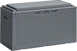 Greesum 100 Gallon Resin Deck Box Large Outdoor Storage Boxes with Cushions for Garden Tools, Patio Furniture Pillows - Photo 1