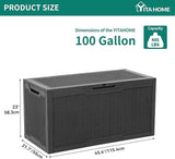 YITAHOME 100 Gallon Large Resin Deck Box Outdoor Storage Boxes for Patio Furniture, Outdoor Cushions - Photo 2