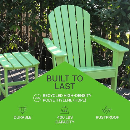 NewTechWood Atlantic Classic Curveback Plastic Weather Resistant Patio Adirondack Chair, Easy Installation, Widely Used in Outdoor, Fire Pit, Deck, Lawn, Outside, Garden Chairs (Mint)