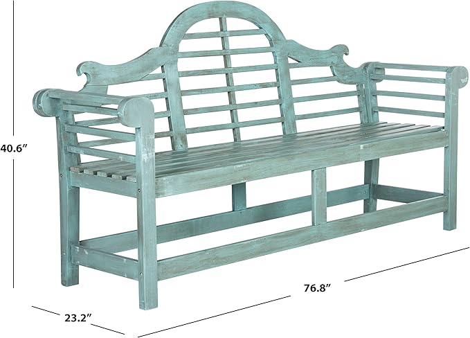 Safavieh Outdoor Collection Khara Bench, Beach House Blue