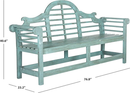 Safavieh Outdoor Collection Khara Bench, Beach House Blue