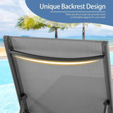 QAQA Patio Chaise Lounge Set of 2, Outdoor Lounge Chairs with 5 Adjustable Positions and Wheels - Photo 6