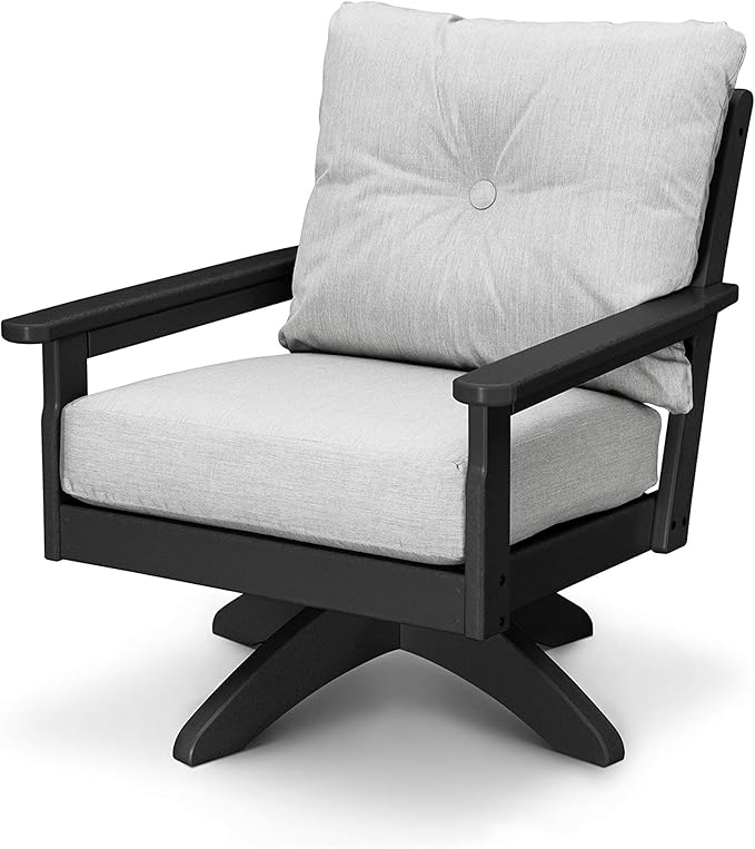 POLYWOOD® Vineyard Deep Seating Swivel Chair in Black/Granite - Photo 1