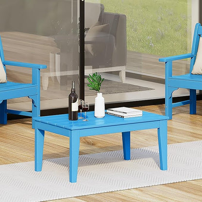 WestinTrends Malibu Low Outdoor HDPE Patio Rectangle Coffee Table, Pacific Blue