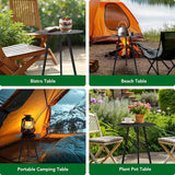 12.2" Small Round Outdoor Side Table - Adjustable Height (11.4" & 18.1") Sturdy Metal End Table - Photo 5